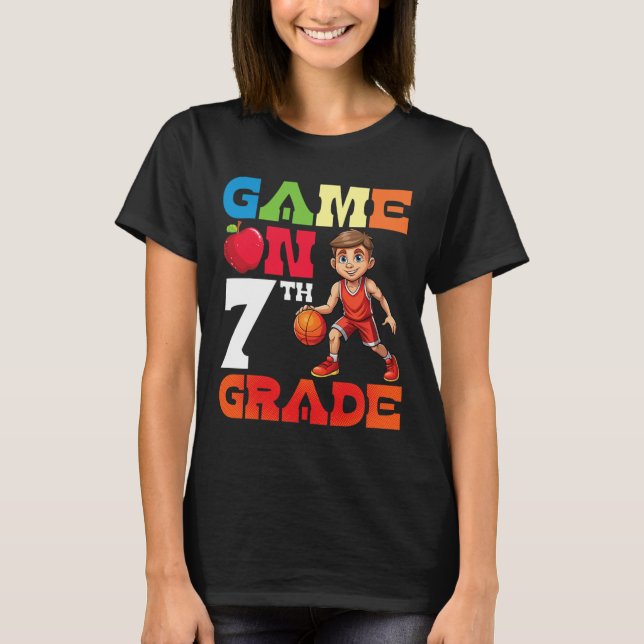 Sketll Player Student Playing School Game On 7th G T-Shirt (Front)