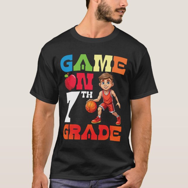 Sketll Player Student Playing School Game On 7th G T-Shirt (Front)