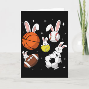 Sketll Sell Footll Soccer Sports Easter Day Bunny Card