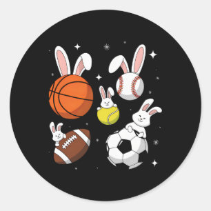 Sketll Sell Footll Soccer Sports Easter Day Bunny  Classic Round Sticker