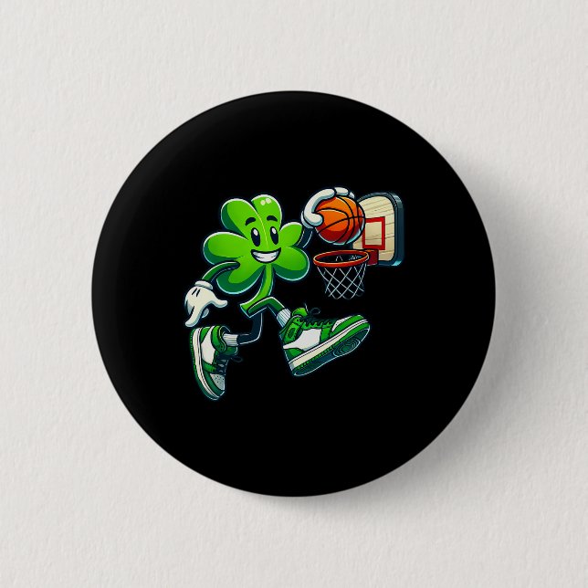 Sketll Shamrock Lucky Clover Irish St Patrick's Da 2 Inch Round Button (Front)