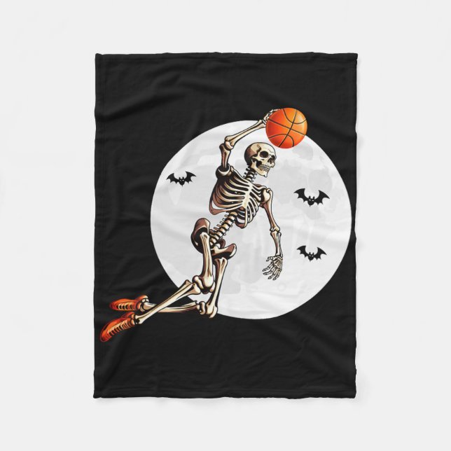 Sketll Skeleton Dunk Sketll Player Halloween Moon  Fleece Blanket (Front)