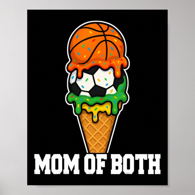 Sketll Soccer Mom Ice Cream Drip Summer Game Day  Poster (Front)