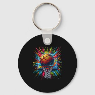 Sketll Tie Dye Color Splash Colorful Sketll Hoop Keychain