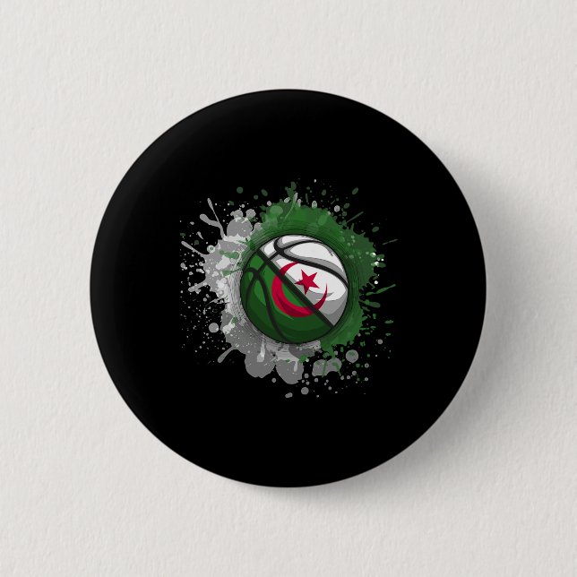 Sketll With Algeria Flag  2 Inch Round Button (Front)