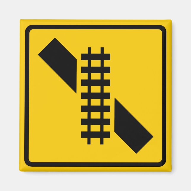 Skewed Rail Crossing Highway Sign Magnet (Front)