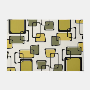 Skewed Squares Midcentury Pattern Chartreuse Doormat