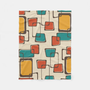 Skewed Squares Midcentury Pattern Fleece Blanket