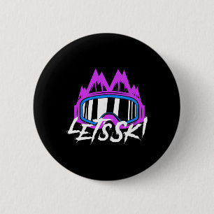 Ski 80s 90s Skiing 2 Inch Round Button