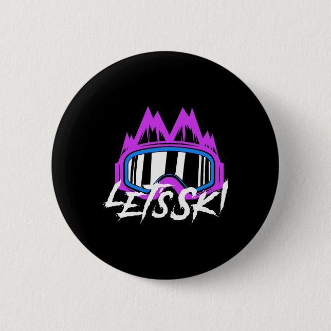 Ski 80s 90s Skiing  2 Inch Round Button (Front)