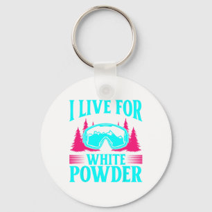 Ski 90s 80s Skiing Outfit I Live For White Powder  Keychain