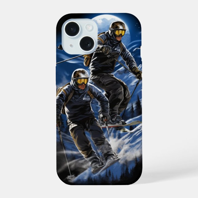 Ski Action iPhone 15 Case (Back)