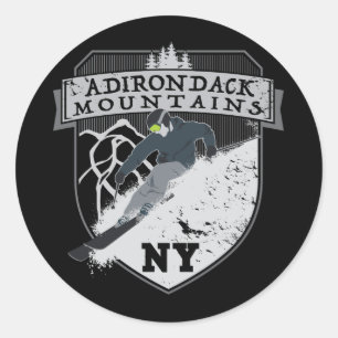 Ski Adirondack Mountains, NY Classic Round Sticker