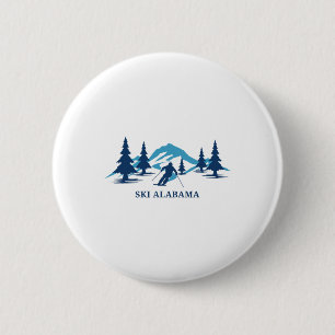 Ski Alama Ski Resort Skiing Skier 2 Inch Round Button