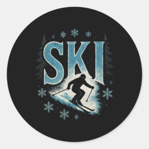 Ski - Alpine Downhill Racing Freestyle  Classic Round Sticker