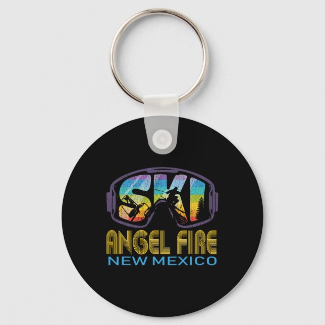 Ski Angel Fire New Mexico Skiing Vacation  Keychain (Front)