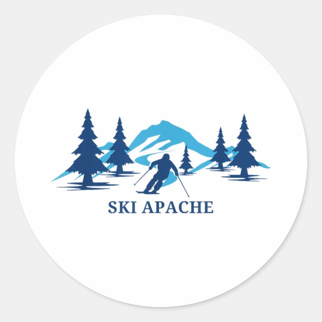 Ski apache new mexico ski resort skiing skier  classic round sticker (Front)