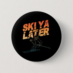 Ski Art For Men Women Snowboard Skiing Winter Snow 2 Inch Round Button
