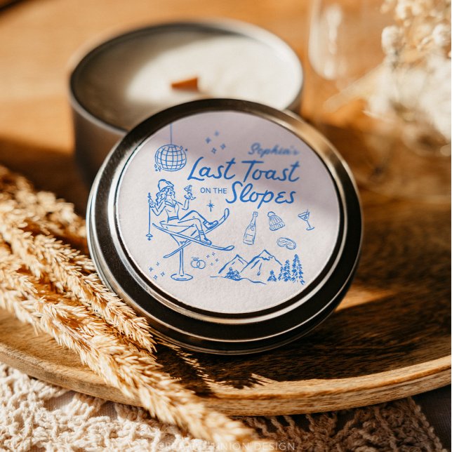 Ski Bachelorette Last Toast on the Slopes Classic Round Sticker (Creator Uploaded)