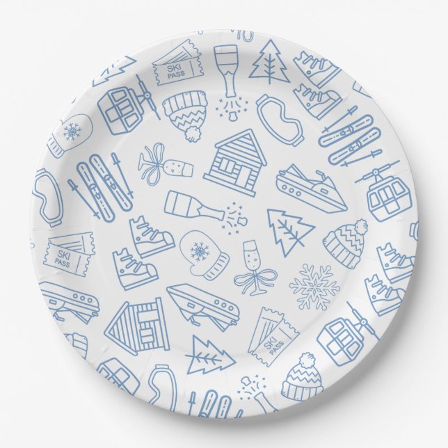 Ski Bachelorette Last Toast On The Slopes Paper Plate (Front)