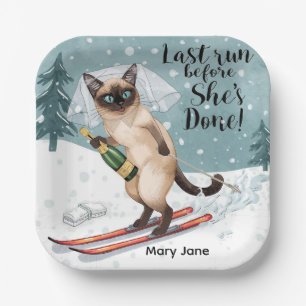 Ski Bachelorette Party Sticker Bride on the Slope Paper Plate