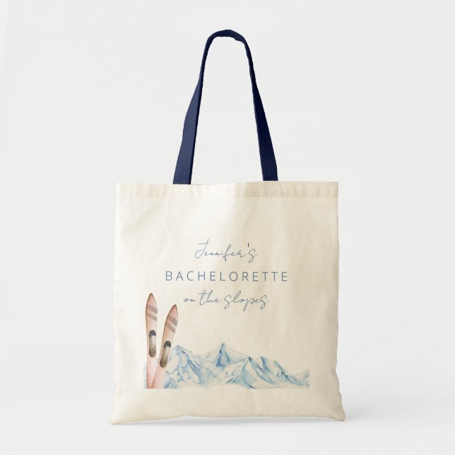 Ski Bachelorette Party Weekend Tote Bad with Name (Front)