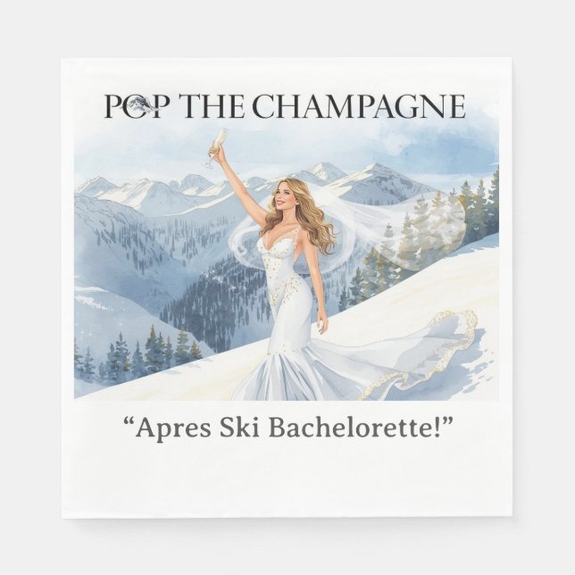 Ski Bachelorette Weekend Bride on the Slopes Napkin (Front)