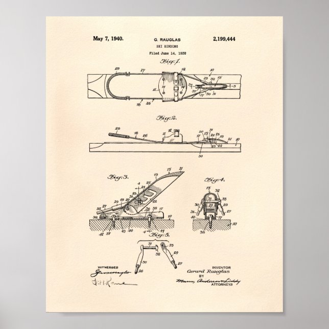 Ski Binding 1940 Patent Art - Old Peper Poster (Front)