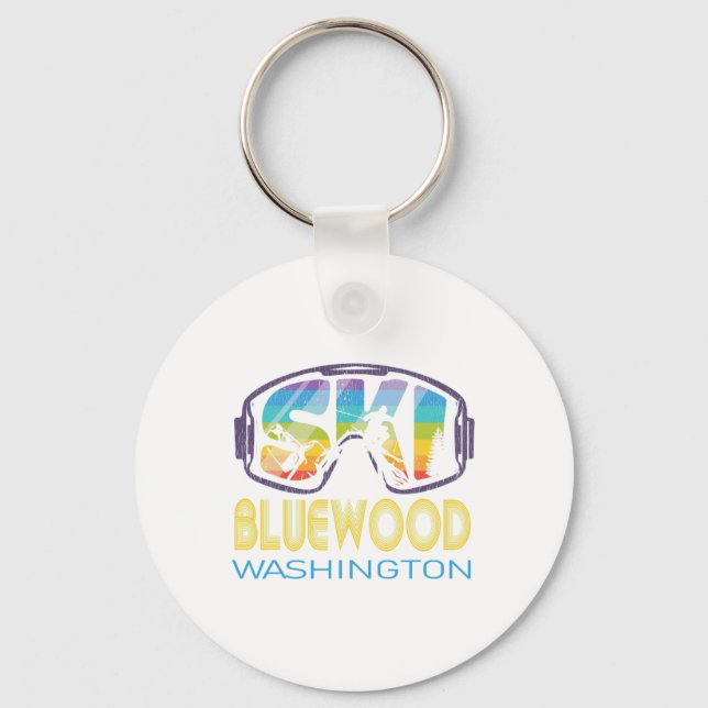 Ski Bluewood Washington Skiing Vacation  Keychain (Front)