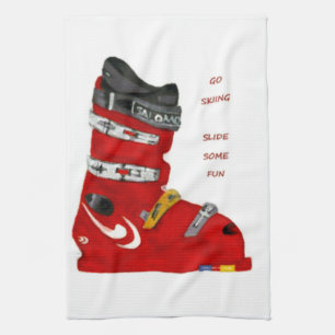 Ski Boot Aller Ski Slide Un Peu Amusant Serviette 