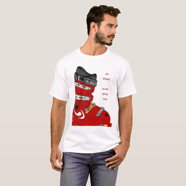 ski boot go skiing slide some fun T-Shirt (Front Full)