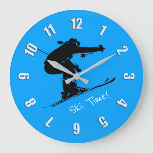 Ski Bum -  Downhill Skier Large Clock