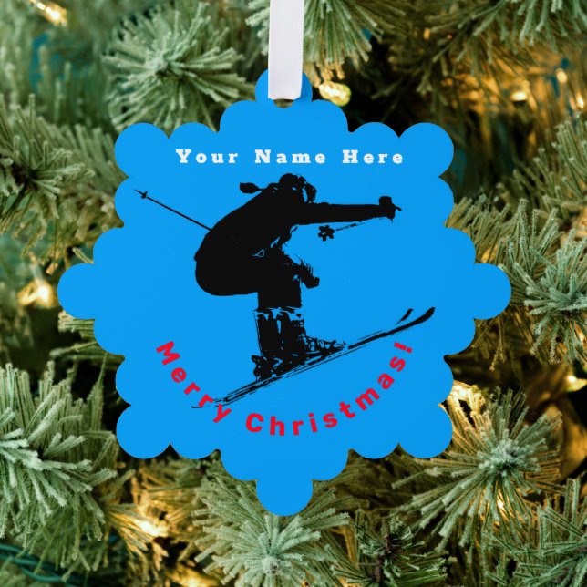 Ski Bum - Downhill Skier Ornament Card (Insitu (Tree))