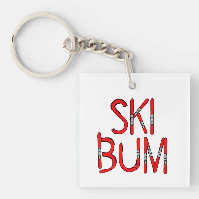 Ski Bum Skis Keychain (Front)