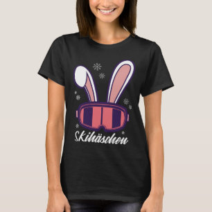 Ski bunny cute rabbit ears with snowflakes and ski T-Shirt