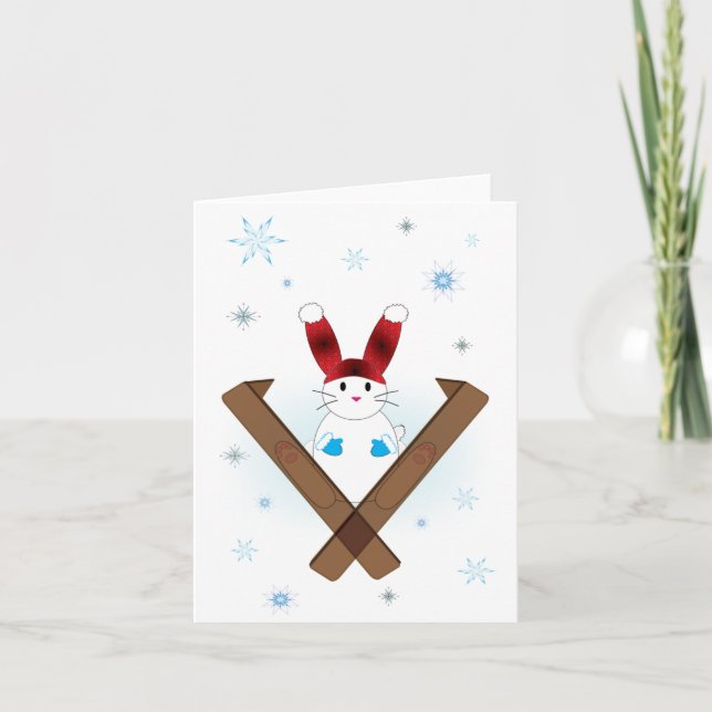 Ski Bunny Holiday Card (Front)