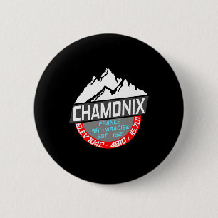 Ski Chamonix T Shirt Mont Blanc France Skiing Para 2 Inch Round Button