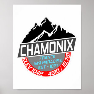 Ski Chamonix T Shirt Mont Blanc France Skiing Para Poster