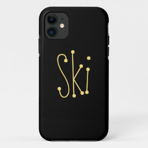 SKI Chic Fun Cool Whimsical Text Black Background iPhone 11 Case