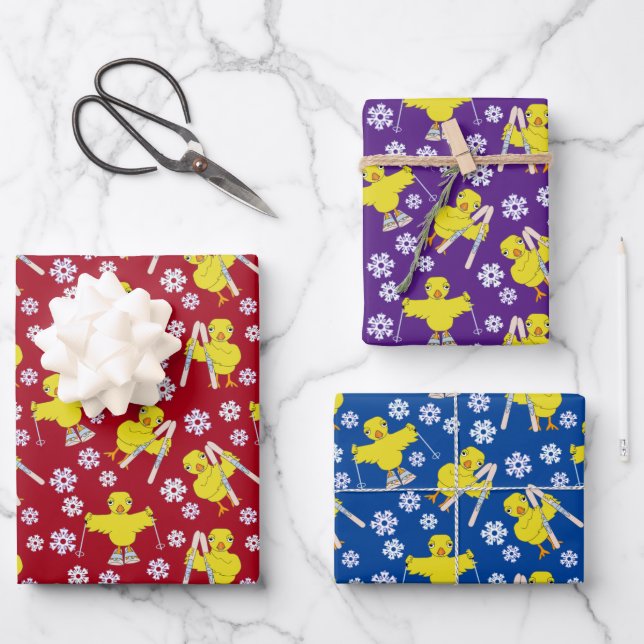 Ski Chick Pattern Wrapping Paper Sheets (Front)