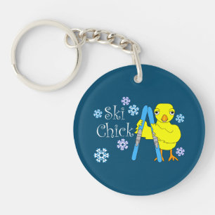 Ski Chick Text Keychain