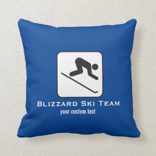 Ski Club Ski Team Custom Downhill Alpine Skiing Throw Pillow