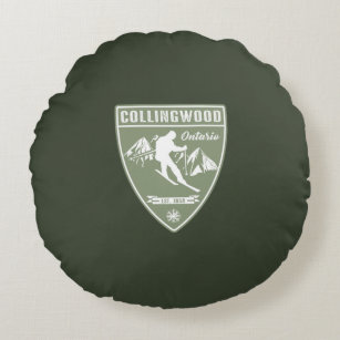 Ski Collingwood Ontario Round Pillow