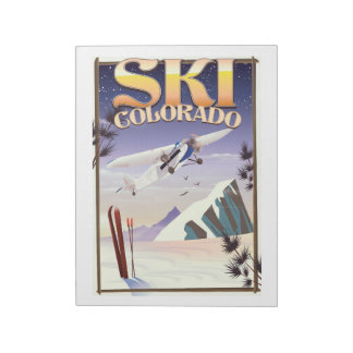 Ski colorado vintage travel poster notepad