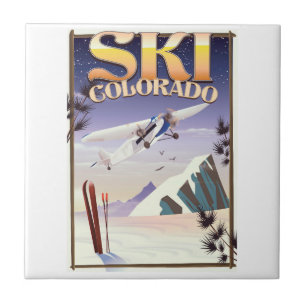 Ski colorado vintage travel poster tile