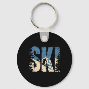 Ski Cool Skiing Style Alpine Skier Women Men Boy G Keychain