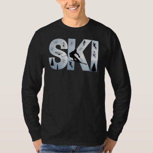 Ski Cool Skiing Style Alpine Skier  Women Men Boy  T-Shirt