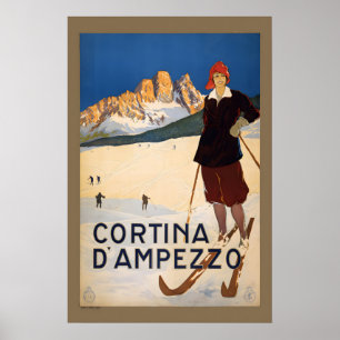 Ski Cortina d'Ampezzo920 Vintage Style Ski Resort Poster
