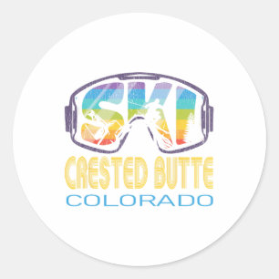 Ski Crested Butte Colorado Skiing Vacation  Classic Round Sticker