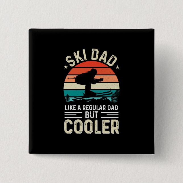 Ski Dad 2 Inch Square Button (Front)